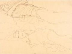 Two Reclining Female Nudes by Gustav Klimt