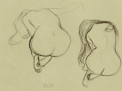 Two Studies of Sitting Nudes by Gustav Klimt