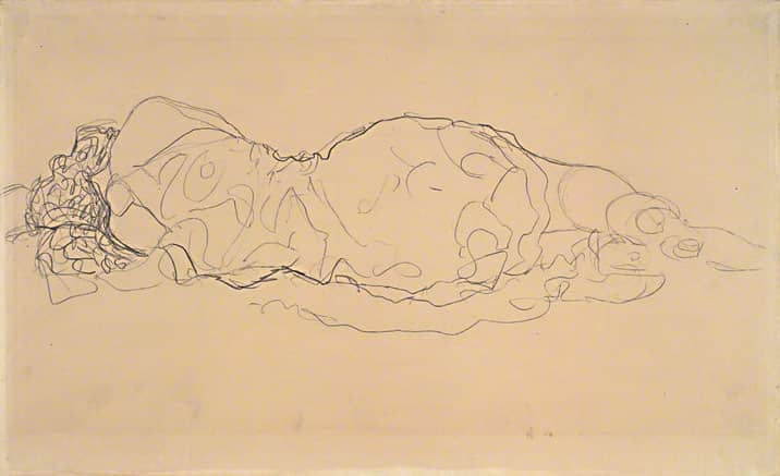 Reclining Woman Seen From Behind by Gustav Klimt