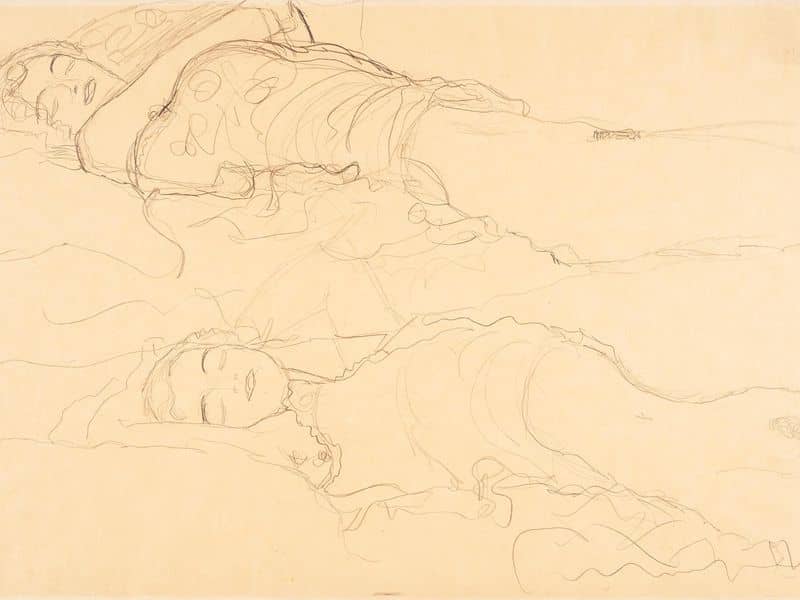 Two Reclining Female Nudes by Gustav Klimt