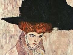 Womand in Black Feather Hat by Gustav Klimt